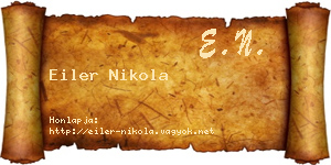 Eiler Nikola névjegykártya